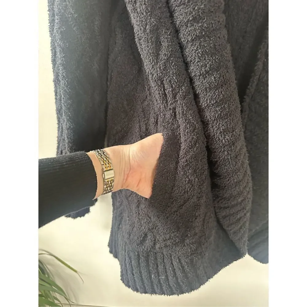 Barefoot‎ Dreams CozyChic Chenille Shawl Cardi Thick Black